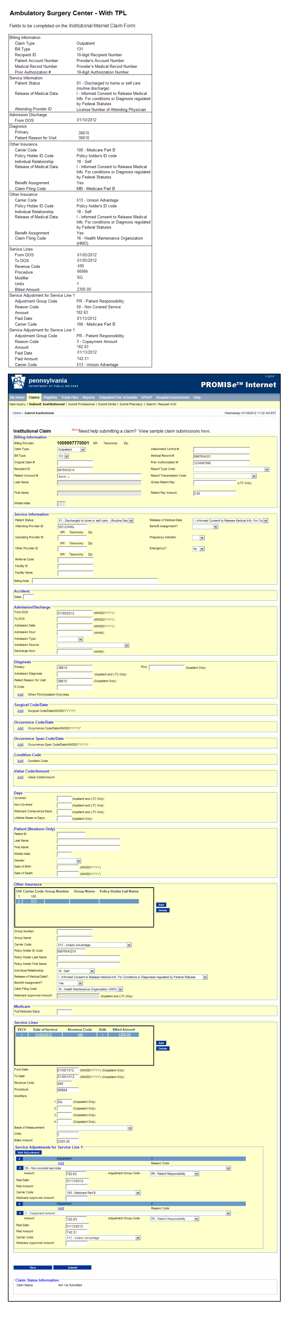 Claim Scenario - Example Claims