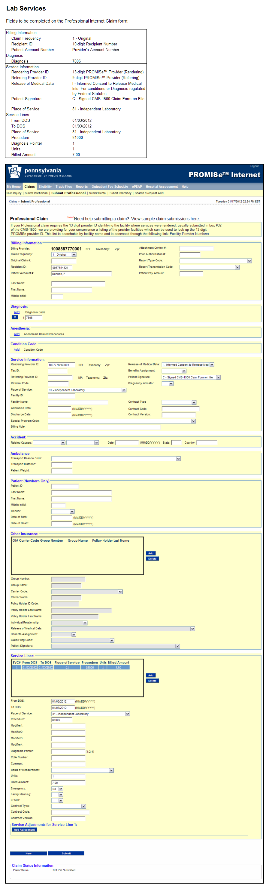 Claim Scenario - Example Claims