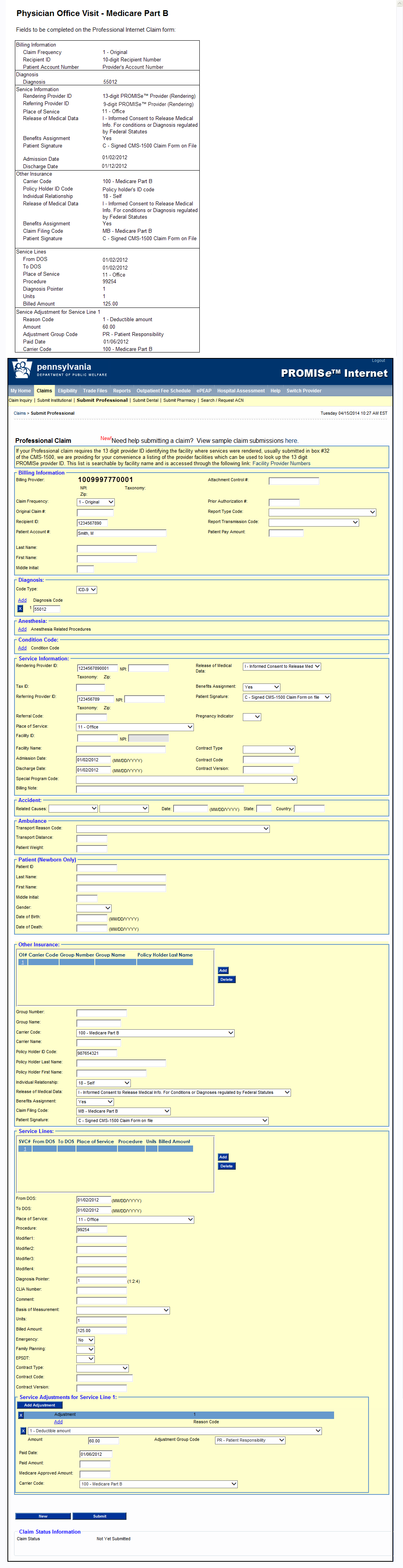 Claim Scenario - Example Claims